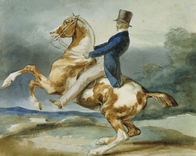 Ratsastaja ja hänen kasvattava hevonen; Un Cavalier Cabrant Son Cheval, tekijältä Theodore Gericault