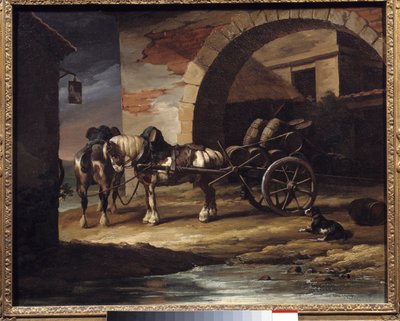 Kärry täynnä viinitynnyreitä tai Theodore Gericaultin (1791-1824) Haquet-maalaus 1819 Dim. 0,6x0,73 m Providence. Taidemuseo tekijältä Theodore Gericault