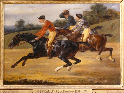 Ratsastuskilpailu, lähdössä vasemmalle - Hevosurheilu ... tekijältä Theodore Gericault