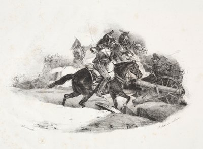 Cuirassiers lataa tykistön akkua. tekijältä Theodore Gericault