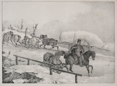 Neljä erilaista aihetta: Vaunu kiipeämässä mäkeä. tekijältä Theodore Gericault