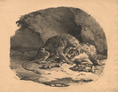 Leijonan syömä hevonen tekijältä Theodore Gericault