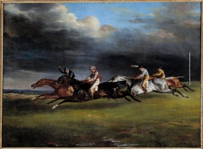 Horse Race sanoo derbyn Epsom Paintingissa, kirjoittanut Theodore Gericault (1791-1824) 1821 su. 0,92x1,25 m tekijältä Theodore Gericault