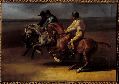 Hevoskilpailu menossa vasemmalle lähtöhetkellä Theodore Gericaultin (1791-1824) maalaus tekijältä Theodore Gericault
