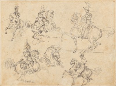 Hevoset ja ratsastajat (etusivu); hevoset (kääntöpuoli). tekijältä Theodore Gericault