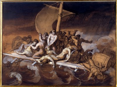 Theodore Gericaultin (1791-1824) Pesu- ja guassitutkimuksen Medusa-valmistelusarja paperille. 1819 Koko 0,28 X 0,38 m. Pariisi, Louvre-museo tekijältä Theodore Gericault