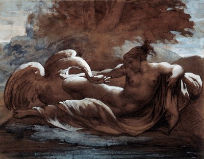 Leda ja joutsen. Piirustus: Theodore Gericault (1791-1824) tekijältä Theodore Gericault
