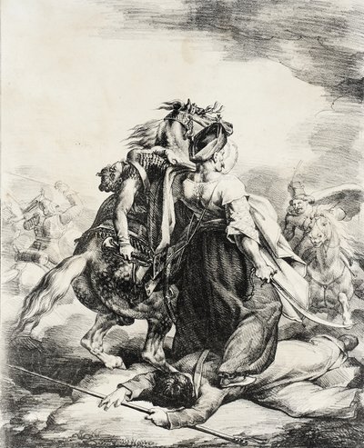 Mamelukki puolustaa loukkaantunutta trumpetistia tekijältä Theodore Gericault
