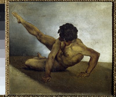 Alaston mies pyörii maassa - öljy kankaalle tekijältä Theodore Gericault