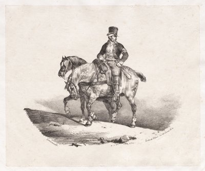 Postimies tai kaksi valjastettua hevosta, 1823. tekijältä Theodore Gericault
