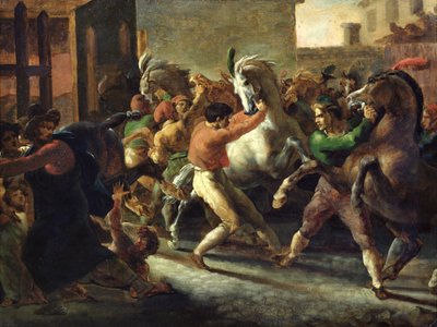 Study for the Race of the Barbarian Horses, 1817 tekijältä Theodore Gericault