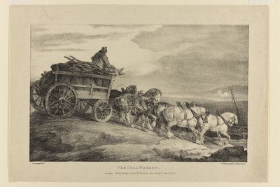 Hiilivaunu, eri aiheista, jotka on piirretty elämästä kivellä tekijältä Theodore Gericault
