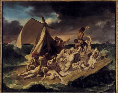 Meduse-luonnoksen lautta. Theodore Gericaultin (1791-1824) maalaus. 1816 Su. 0,65 x 0,83 m. tekijältä Theodore Gericault