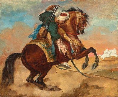 Turkki asennettu kastanjanväriseen hevoseen, n. 1810 (öljy kankaalle) tekijältä Theodore Gericault