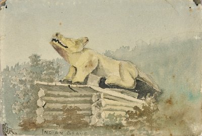 Intiaanihauta. Susi-totemi lääkintämiehen haudan yllä, Wrangell tekijältä Theodore J. Richardson