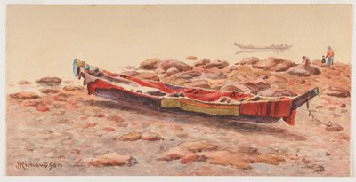[Northwest Canoe], luultavasti 1884-86 tai 1903-14 (akvarelli paperille) tekijältä Theodore J. Richardson