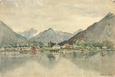 Sitka saarilta, näkymä venäläislinnaan, 1888 tekijältä Theodore J. Richardson