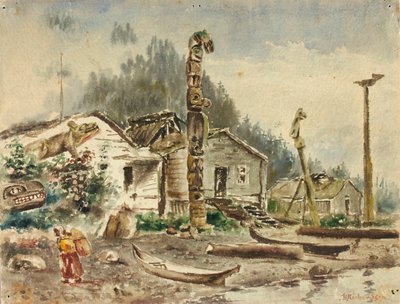 Näkymä Wrangellista, Alaskasta, vuonna 1884. tekijältä Theodore J. Richardson