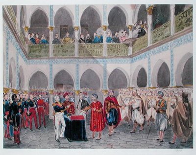 Kreivi Bertrand Clauselin (1772-1842) Algerian beyn investoinnit 1835 (akvarelli paperille) tekijältä Theodore Leblanc