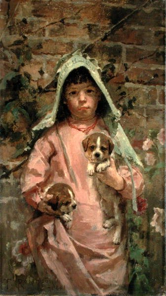 Tyttö pentujen kanssa tekijältä Theodore Robinson