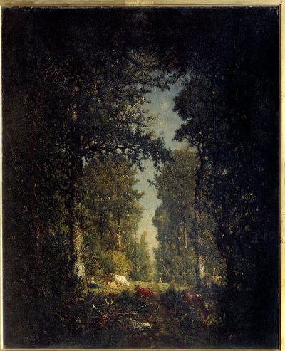 Avenue, Isle Adamin metsä. Theodore Rousseaun (1812-1867) maalaus tekijältä Pierre Etienne Theodore Rousseau