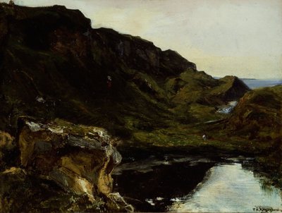 Maisema, n. 1835 (öljy kankaalle) tekijältä Theodore Rousseau