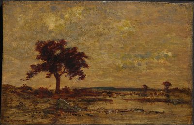 Marshlands, ei päivätty (öljy puupaneelille). tekijältä Theodore Rousseau