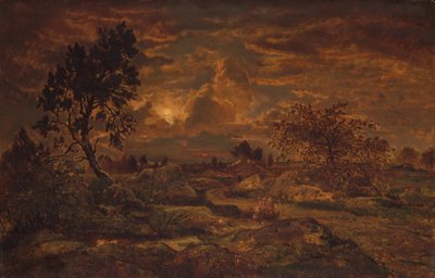 Auringonlasku lähellä Arbonnea, n. 1860-65. tekijältä Theodore Rousseau
