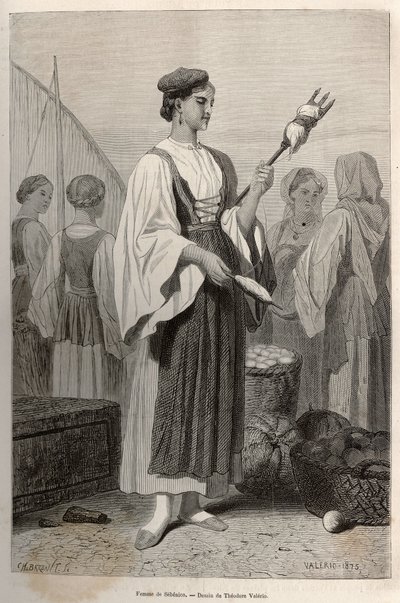 Kambodžalainen nainen ja lapset, kaiverrus D.Maillartin piirustuksen jälkeen, joka kuvaa matkaa Cochinchineen, tohtori Morice, vuonna 1872, julkaistu "" Le tour du monde""" 1875, toimittanut Edouard Charton, Hachette painos, Pariisi. Selva Collection. tekijältä Theodore Valerio
