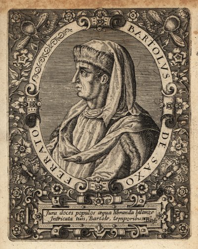 Bartolome de Saxoferrato, italialainen oikeustieteen professori. tekijältä Theodore de Bry