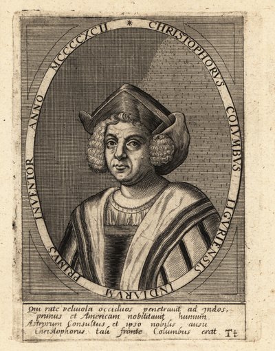 Christopher Columbus, italialainen tutkimusmatkailija ja kolonisaattori tekijältä Theodore de Bry