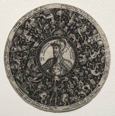 Suunnittelu medaljoneilla varustettuun astiaan, c. 1558. tekijältä Theodore de Bry