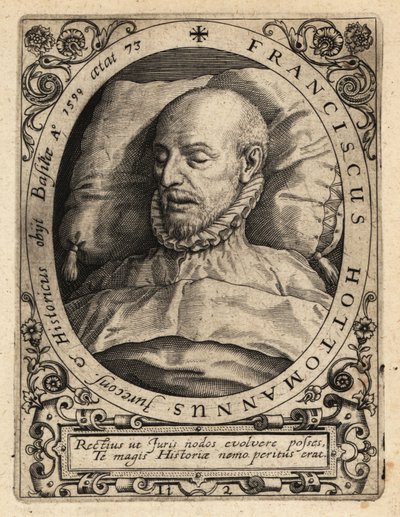 Francois Hotman kuolinvuoteellaan tekijältä Theodore de Bry