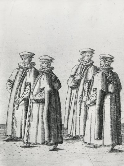 Päivittäistavarakauppiaat Sir Philip Sidneyn hautauskortegissa matkalla St. Paulin katedraaliin, 1587 tekijältä Theodore de Bry