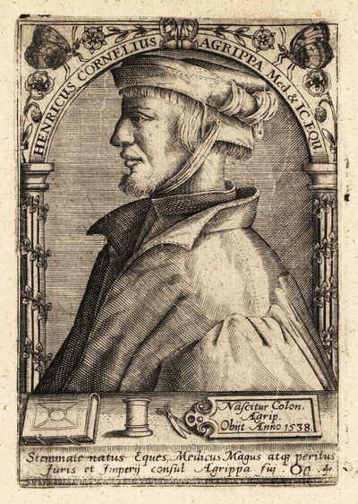 Heinrich Cornelius Agrippa von Nettesheim, saksalainen polymaatti. tekijältä Theodore de Bry