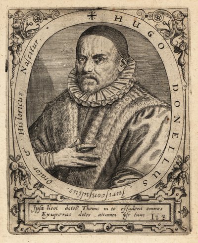 Hugues Doneau, ranskalainen oikeustieteen professori. tekijältä Theodore de Bry