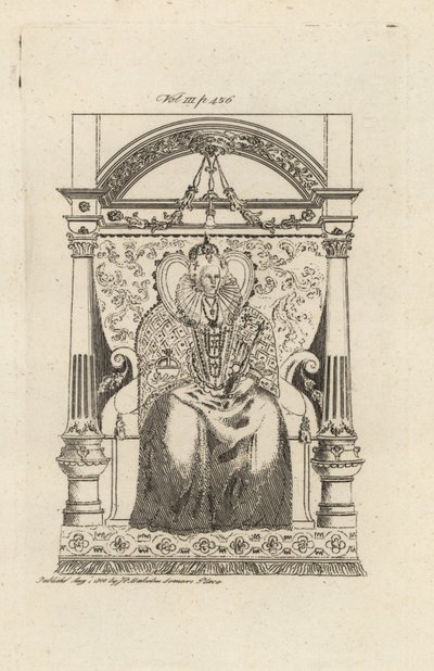 Englannin kuningatar Elizabeth I lasimaalauksesta. tekijältä Theodore de Bry