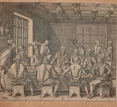 aKolumbuksen muna, Theodor de Bryn (1528-1598) kaiverrus Americae pars quarta, sive, Insignis et admiranda historia de reperta primum Occidentali India Christopher Columbus, Girolamo Benzoni tekijältä Theodore de Bry