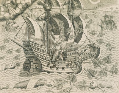 Siivekäs kala Intian meriltä, Theodore de Bryn kuvitus Amerikan historiasta tekijältä Theodore de Bry
