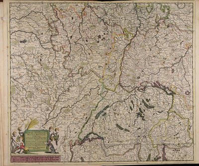 Accuratissima Rheni superioris Mosae et Mosellae tabula ac minores in eosdem in fluentes fluvii cum omnibus adherentibus regionibus sicut archiepiscopatus et electoratus Moguntini et Palatinatus Rheni Lotaringiae Helvetiae Alsatiae Sueviae et comitatus Bur tekijältä Theodorus Danckerts
