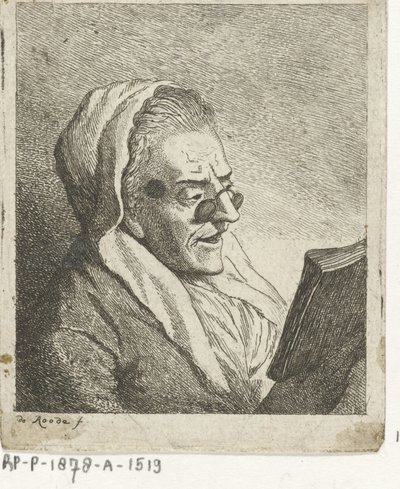 Lukeminen vanha nainen pince-nez tekijältä Theodorus de Roode