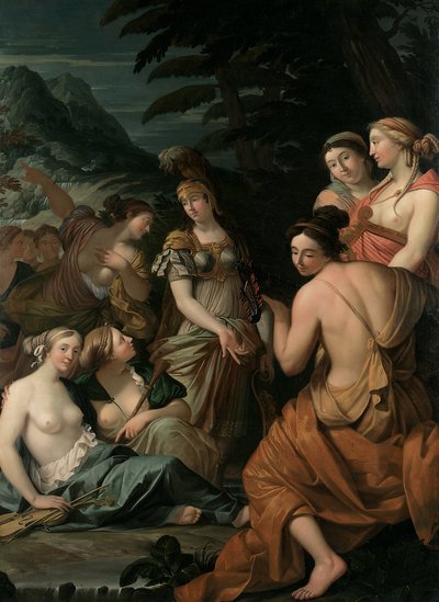 Minerva ja muusat Helicon-vuorella, 1675 tekijältä Theodorus van der Schuer