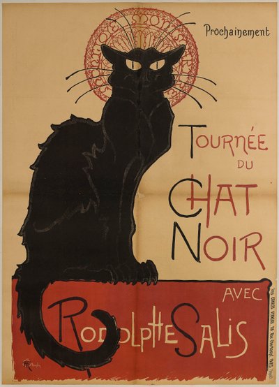 Cabaret du Chat Noir -kiertueen mainosjuliste tekijältä Théophile Alexandre Steinlen
