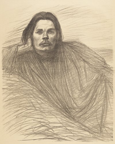 Makuulla olevan Maksim Gorkin muotokuva tekijältä Théophile Alexandre Steinlen