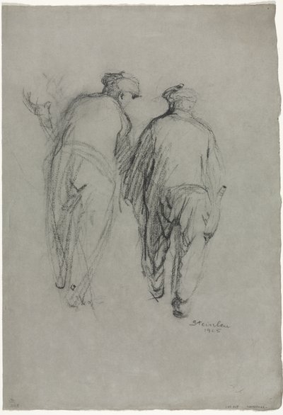 Kaksi miestä töissä, takanäkymä tekijältä Théophile Alexandre Steinlen