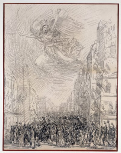 Voitto tai Marseillaise Allegorie. Piirustus Theophile Alexandre Steinlen (1859-1923) 1915 Paris. B.N. tekijältä Théophile Alexandre Steinlen