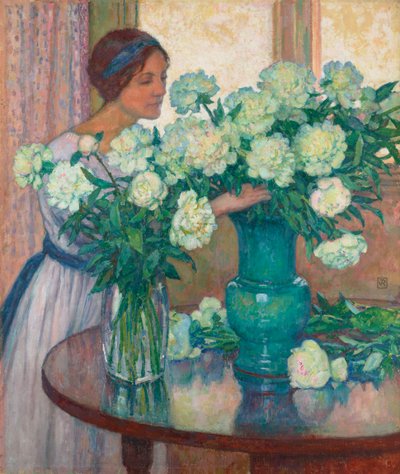 Valkoiset pionit Valkoiset pionit. tekijältä Théo van Rysselberghe