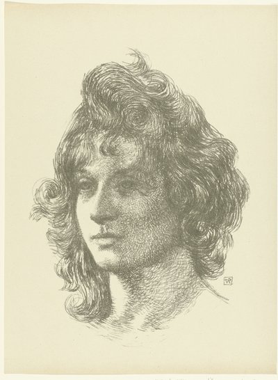 Portret van jonge vrouw Tutkimus nuoren naisen päästä The Trial (sarjan nimi) tekijältä Théo van Rysselberghe