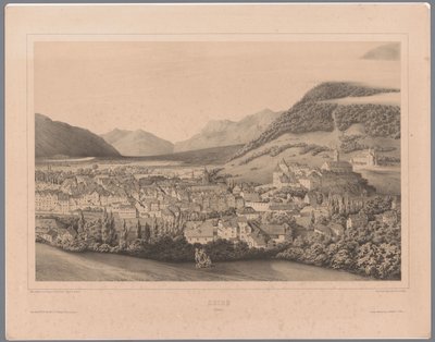 Näkymä Churille Graubündenissä Coire (Suisse) (otsikko esineessä) tekijältä Théodore Achille Louis Dumoncel
