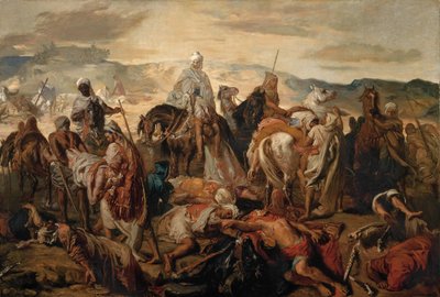 Arabiratsumiehet kantamassa kuolleita tekijältä Théodore Chassériau